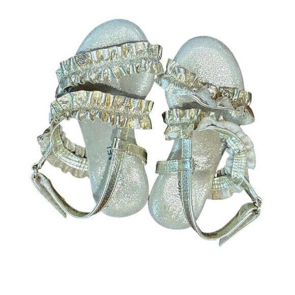 Michael Kors Toddler girls Gold Glitter & Ruffle Sandals Size 8 - Picture 1 of 5